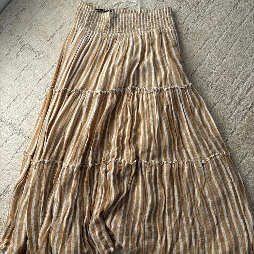 Striped Tan and White Women's Skirt